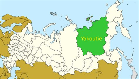 Carte de la région de Yakoutie en Russie, mettant en évidence le massif de Murun.
