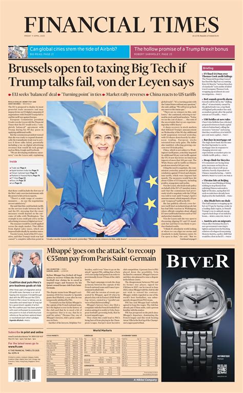 Couverture du Financial Times mettant en avant un joaillier