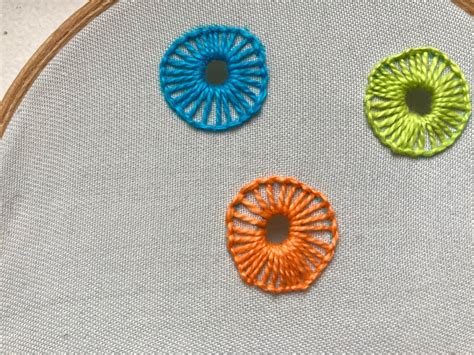 Exemple de broderie d'un œillet festonné