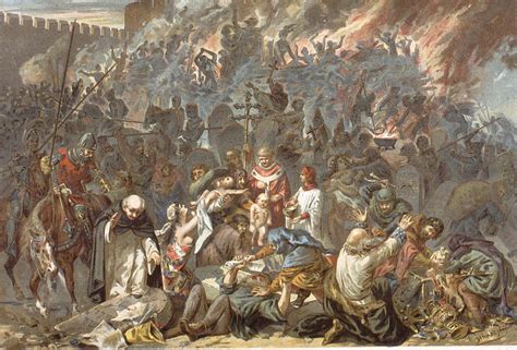 Illustration d'un massacre de Juifs au Moyen Âge.