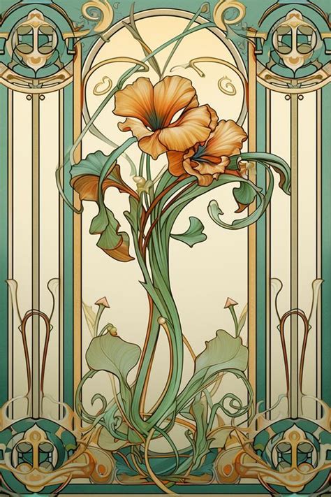 Illustration de bijoux de style Art Nouveau avec des motifs floraux sculptés.
