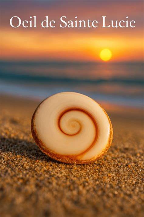 Illustration de l'Œil de Sainte Lucie avec ses deux faces distinctes : spirale et couleur orangée.