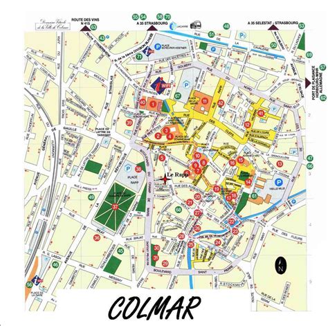 Description pour le designer : Carte de Colmar avec un marqueur indiquant l'emplacement de la bijouterie Tête d'Or.