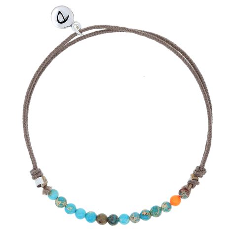 Photo du bracelet homme Simply Men Taupe-Orange mettant en avant la perle orange et les éléments en Argent 925