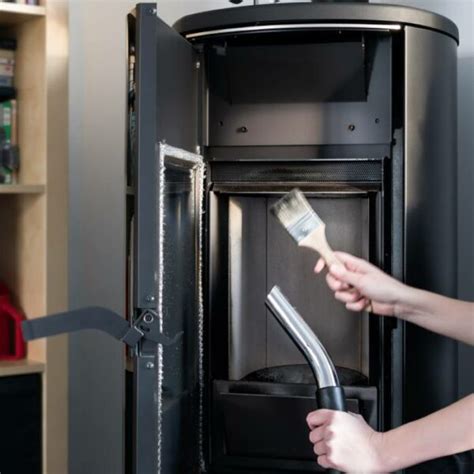 Infographie montrant les étapes clés de l'entretien d'un poêle à bois Stûv.