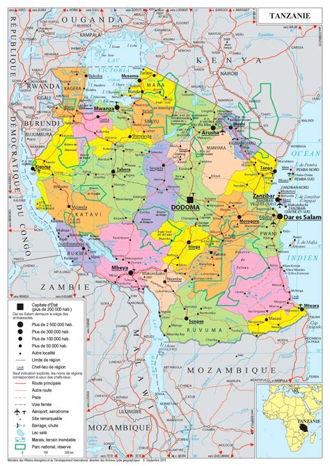 Carte de la Tanzanie mettant en évidence la région des collines de Mtoro