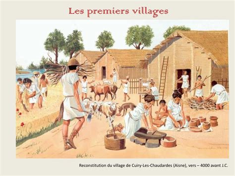 Reconstitution d'un village néolithique.