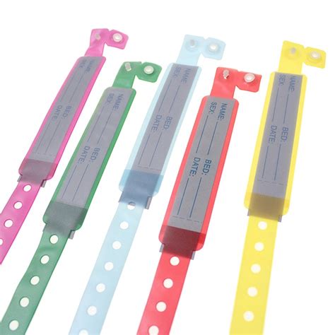 Schéma d'un bracelet d'identification médicale avec ses différentes parties (étiquette, fermeture)