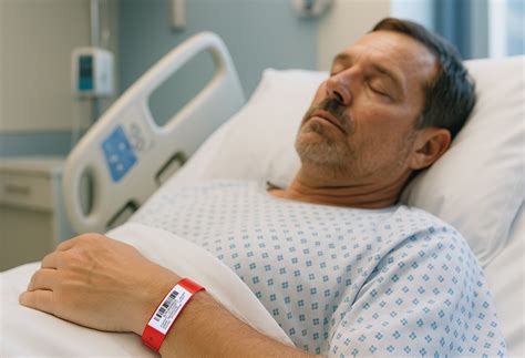 Illustration d'un bracelet rouge porté par un patient, symbolisant une allergie médicamenteuse