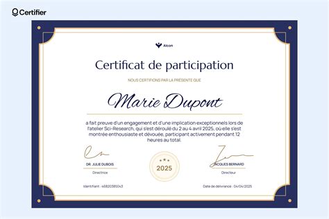 Exemple de certificat d'expertise pour un bijou.